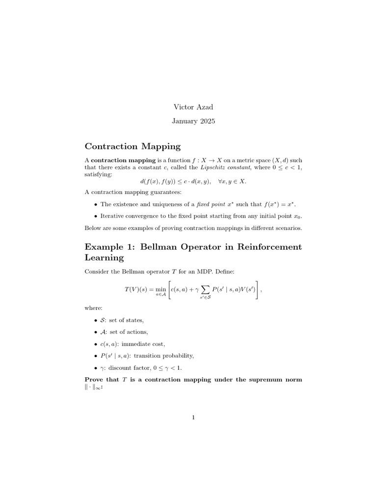 Contraction Mapping RL | PDF | Metric Geometry | Mathematical Analysis
