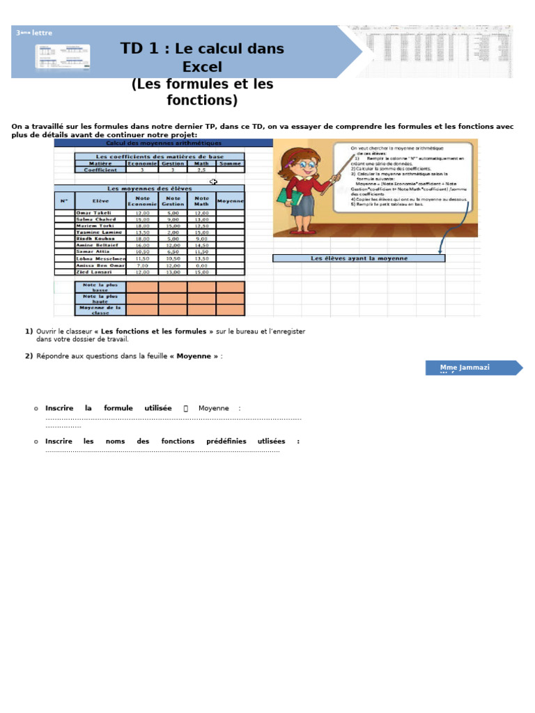 Le Calcul Dans Excel (Les Formules Et Les Fonctions) : 3 Lettre | PDF