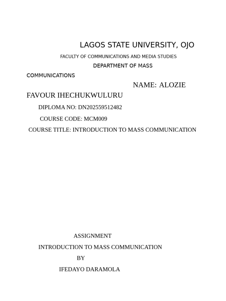 Lagos State University | PDF | Communication | Newspapers