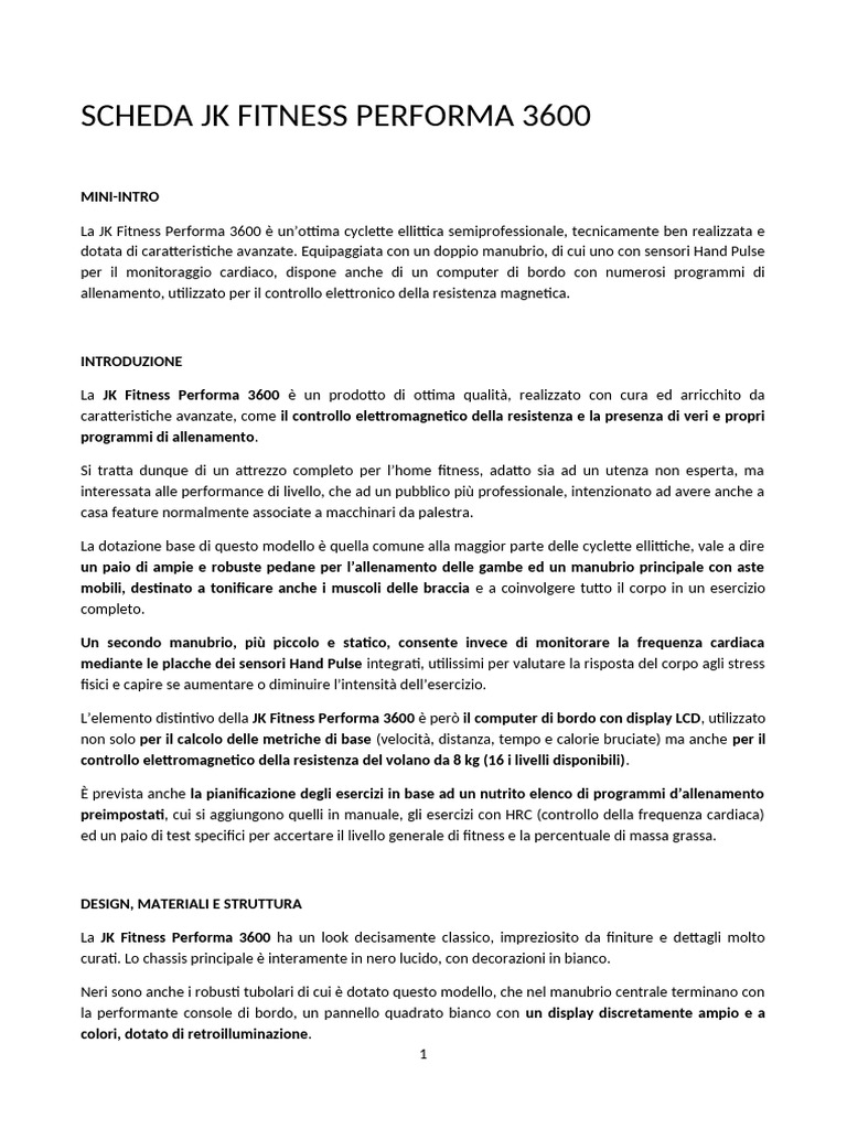 JK Fitness Performa 3600 | PDF