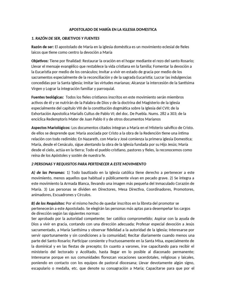 Apostolado de María en La Iglesia Domestica | PDF | María, madre de ...