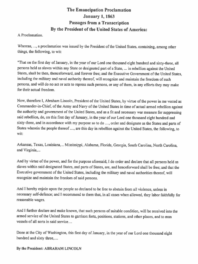 Emancipation Proclamation | PDF