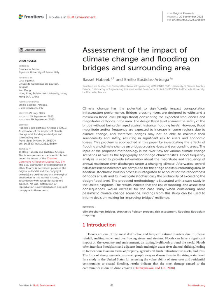 Assessment of the Impact of Climate Change and Fooding on Bridges and ...