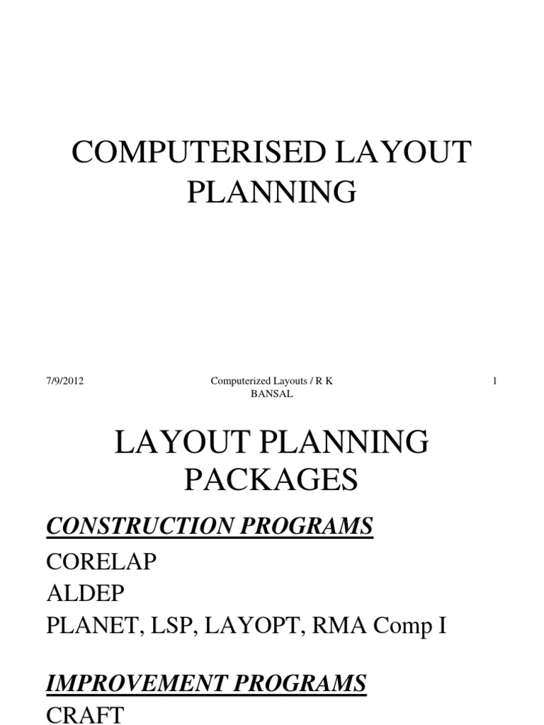 Computerised Layout Planning | PDF | Computational Science | Discrete ...