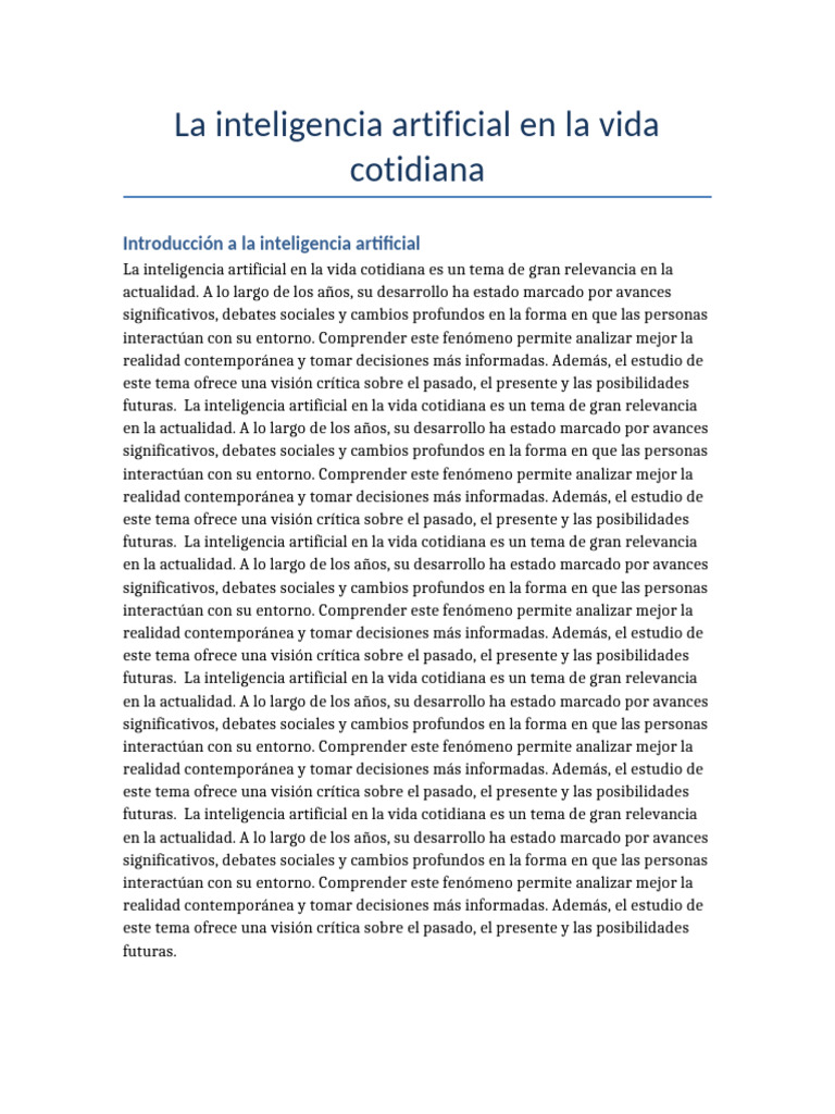 Documento 1 La Inteligencia Artificial en La Vida Cotidiana | PDF ...