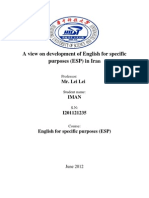 A View On Development of English For Specific Purposes (ESP) in Ira