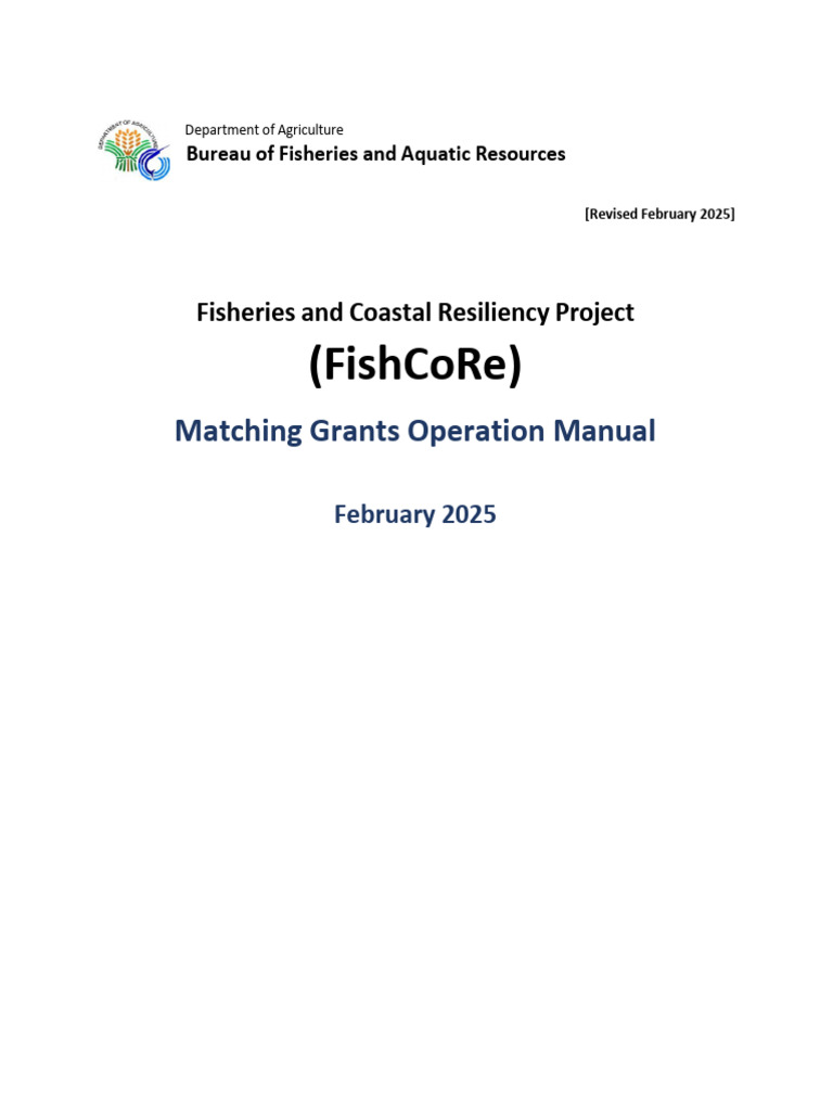 4 FishCoRe Matching Grants Operation Manual Feb2025 1 | PDF ...