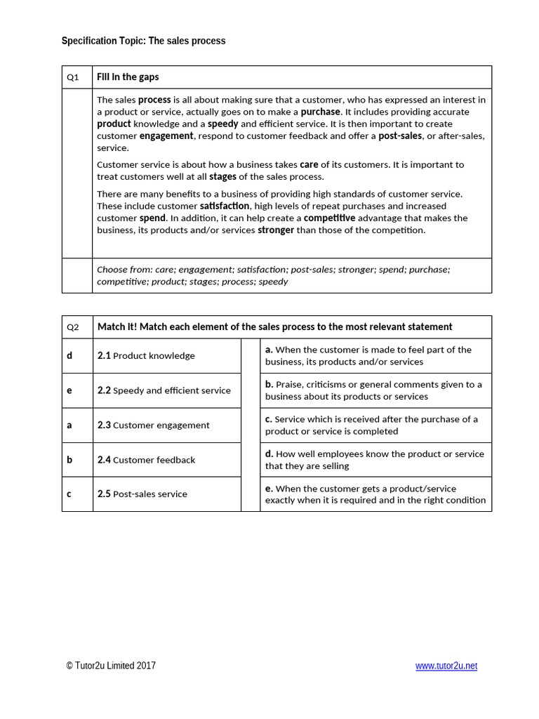 2.3.4 The Sales Process | PDF | Economies | Business Economics