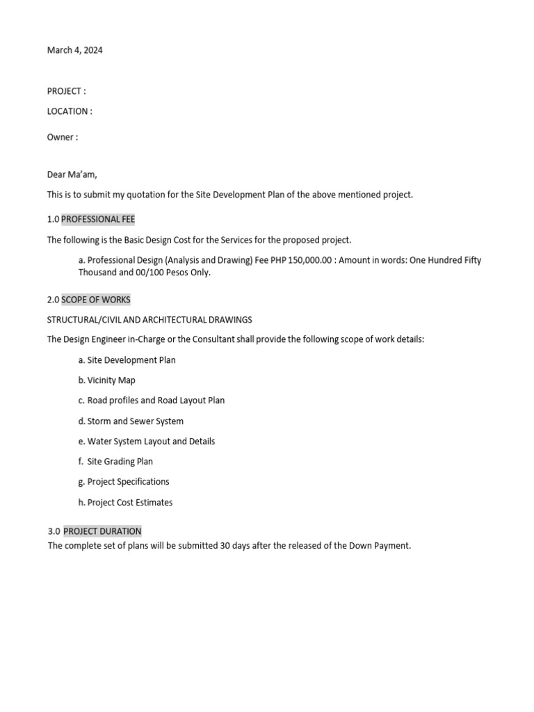 Proposed Site Development Plan | PDF