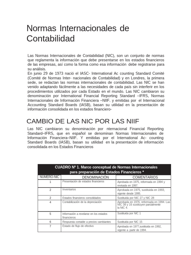 Normas Internacionales de Contabilidad | PDF | normas internacionales ...