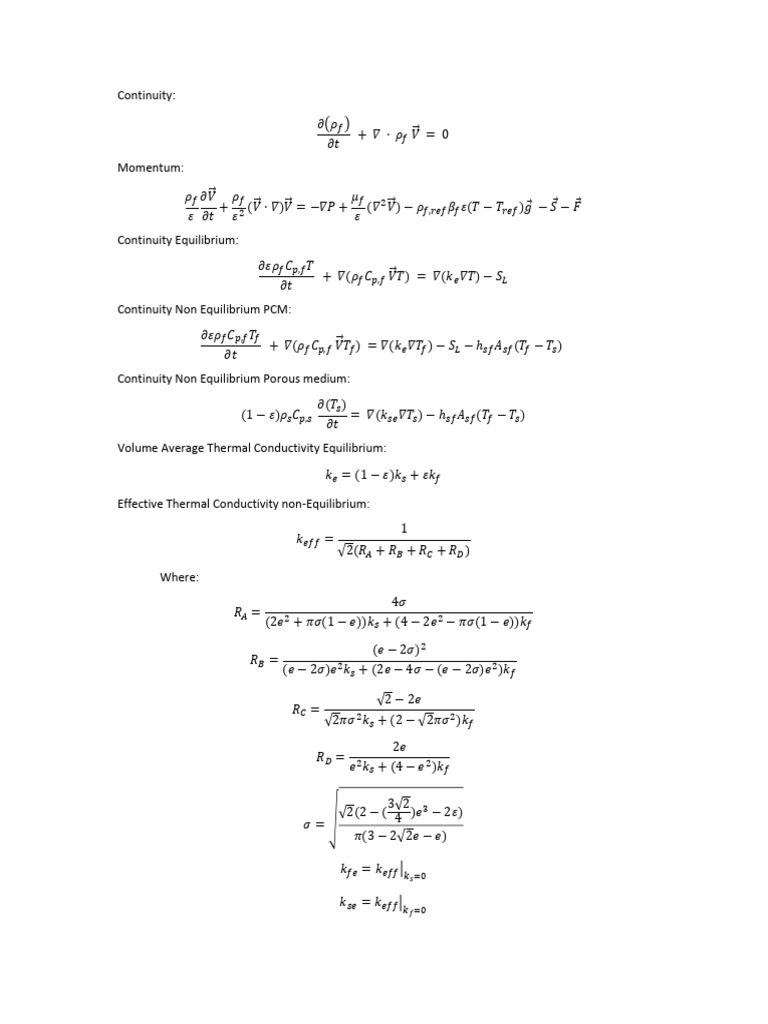 Mathematical Model For ANSYS Fluent | PDF | Non Equilibrium ...