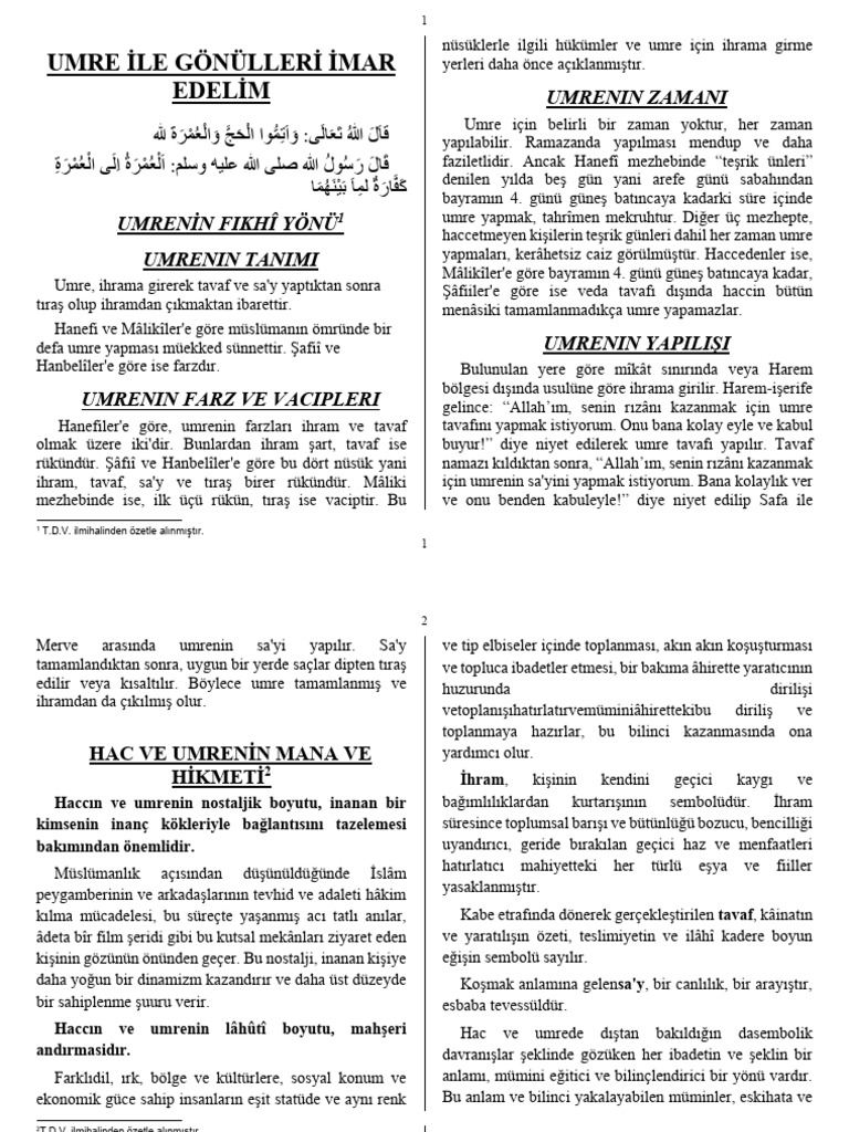 Umre i̇le Gönülleri̇ i̇mar Edeli̇m | PDF
