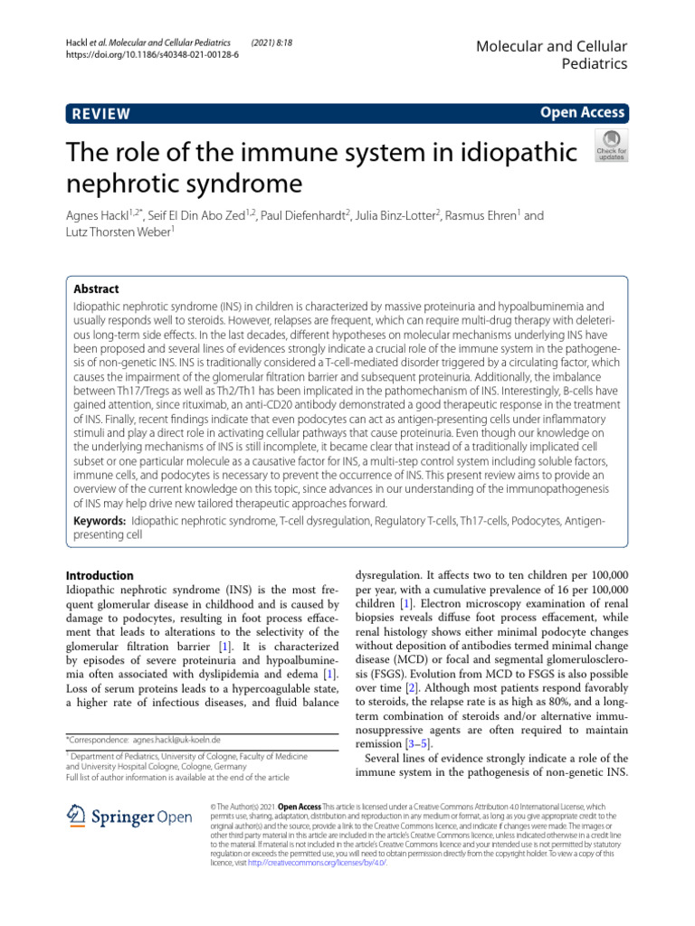 The Role of the Immune System in Idiopathic | PDF | T Helper Cell | Biology