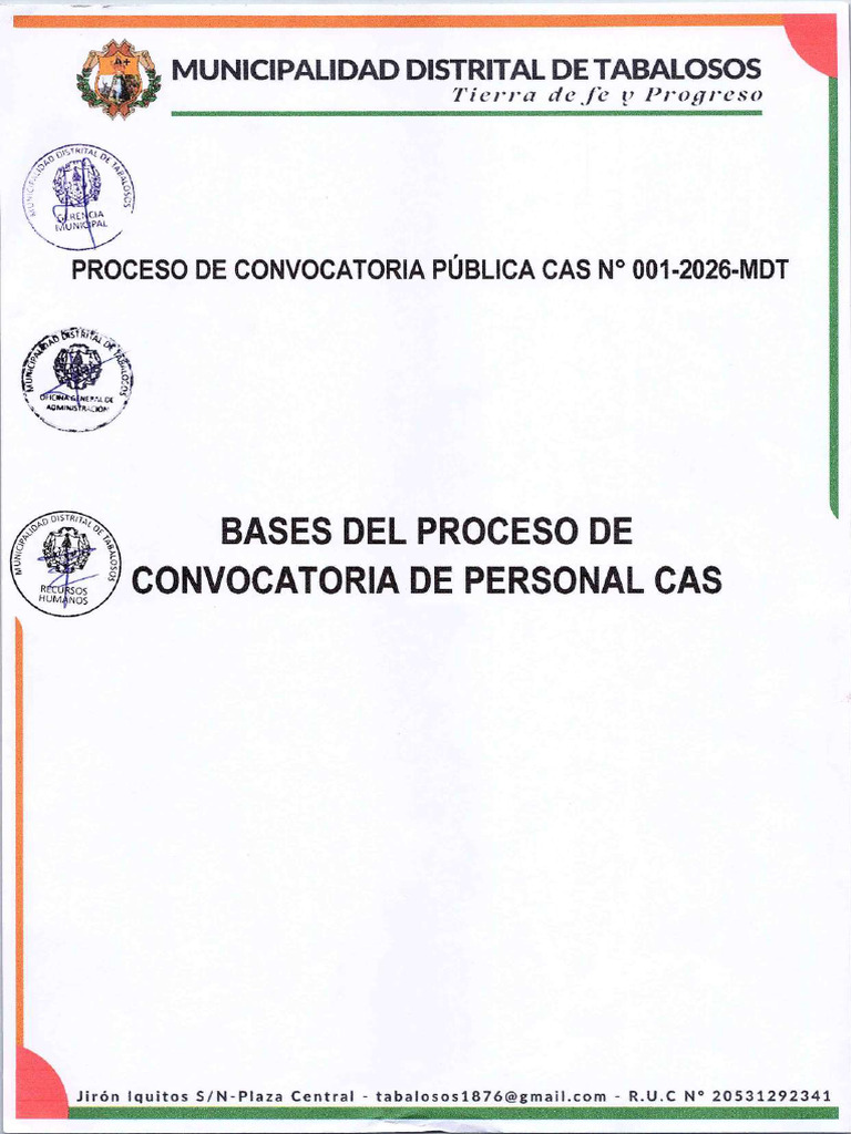 Bases Del Proceso de Convocatoria Cas 2026 | PDF