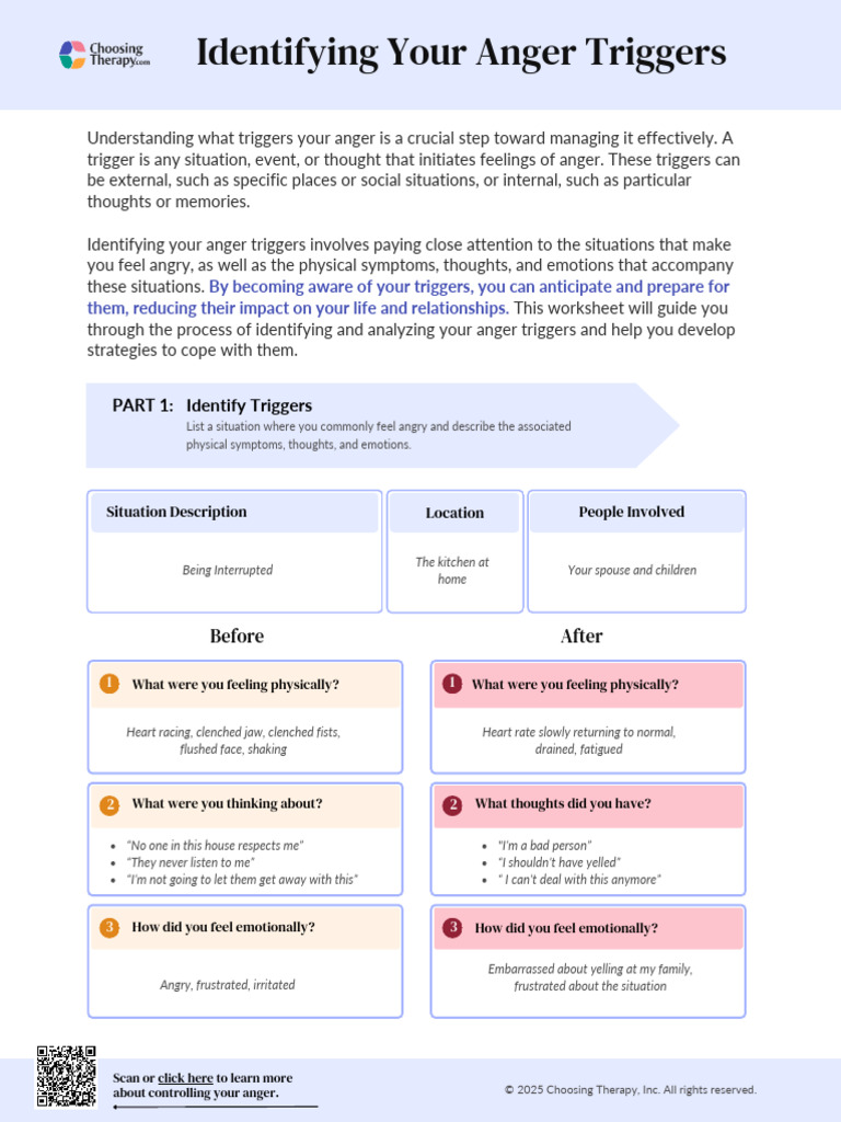 Anger Triggers Worksheet | PDF | Anger | Mental Health