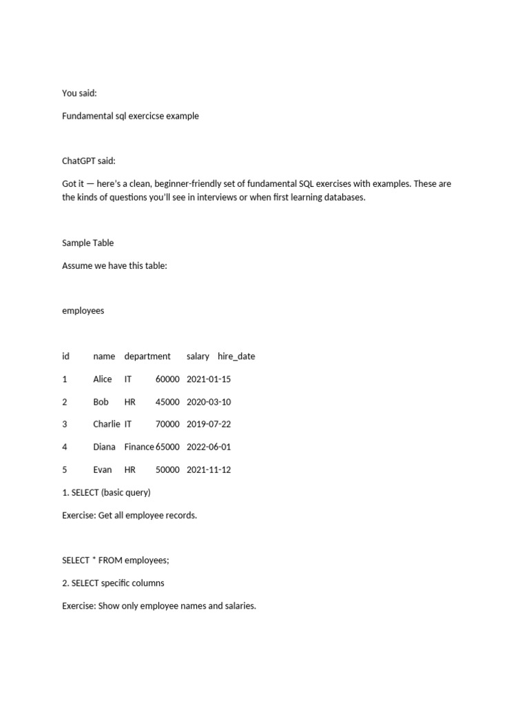 sql fundametal | PDF | Sql | Information Retrieval