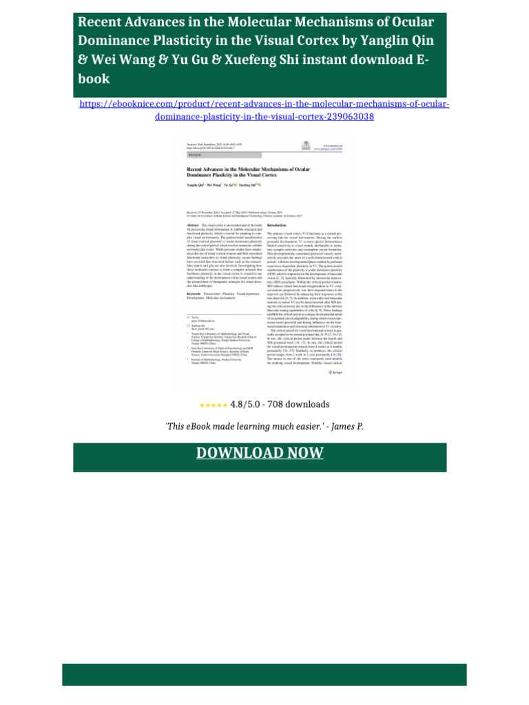 Recent Advances in the Molecular Mechanisms of Ocular Dominance ...