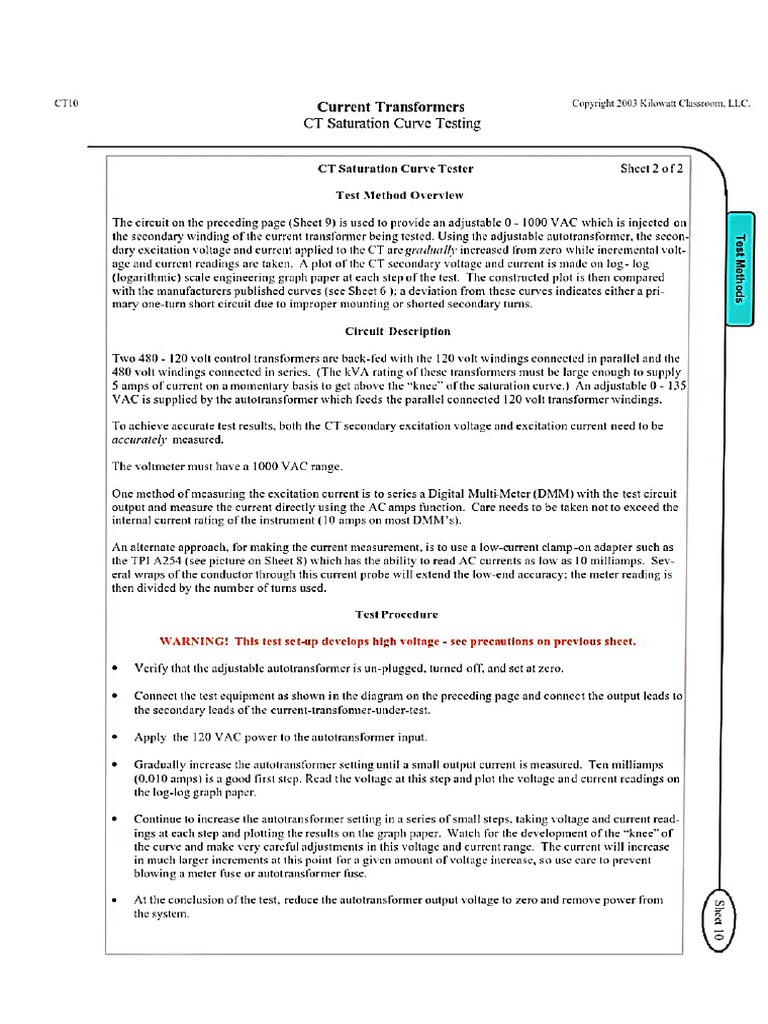 CT Saturation Test | PDF