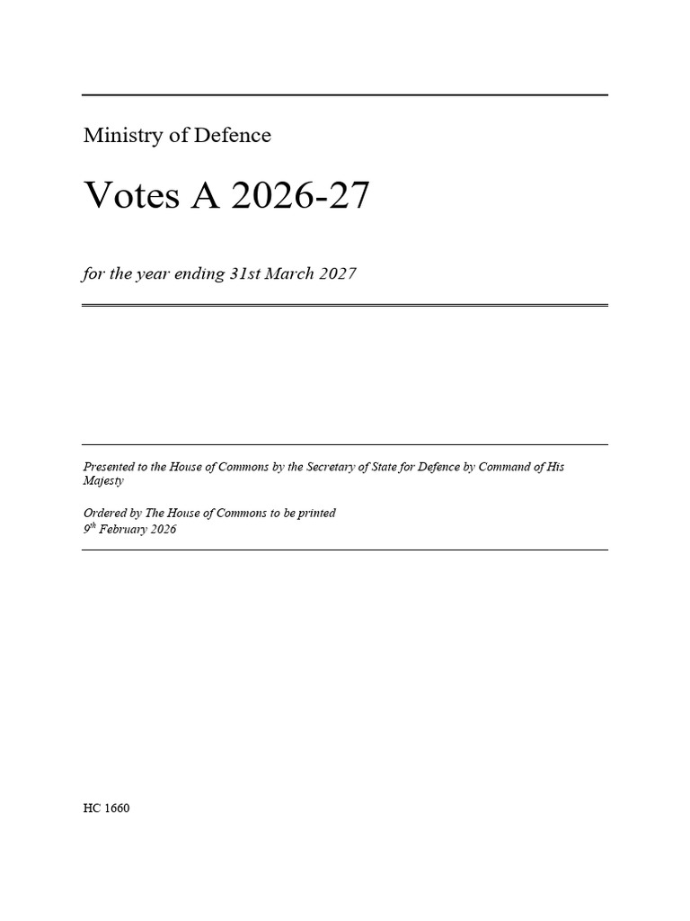 Ministry of Defence Votes A 2026 To 2027 | PDF | Military Of The United ...