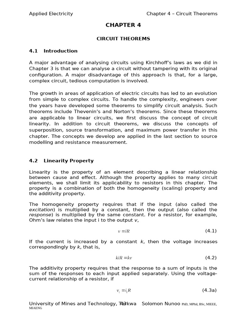 Chapter 4 | PDF | Electrical Network | Electrical Resistance And ...