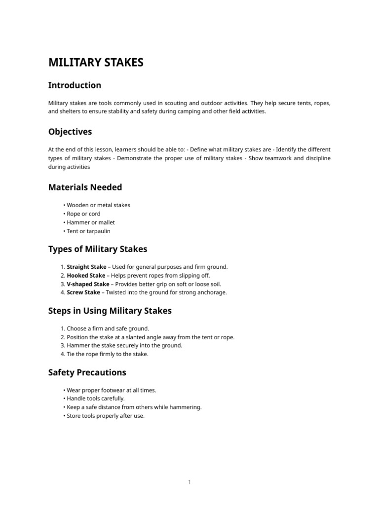 Handout Military Stakes CDT - reveRA | PDF