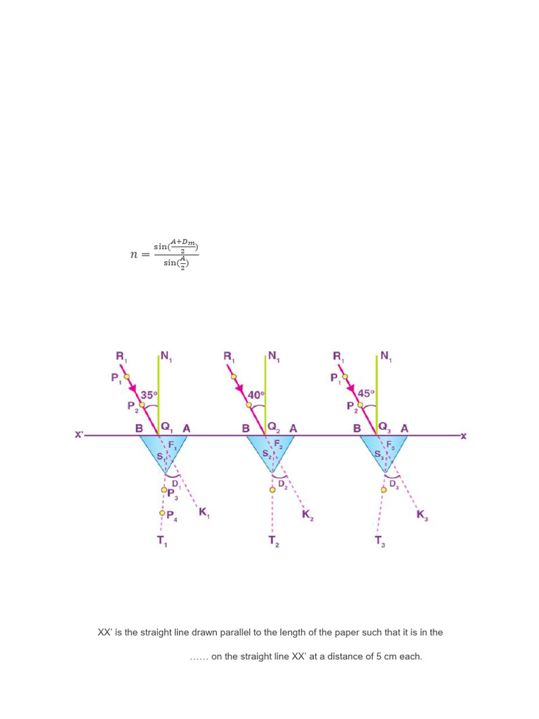 Class XII Physics Expt.no.7 Prism | PDF | Refraction