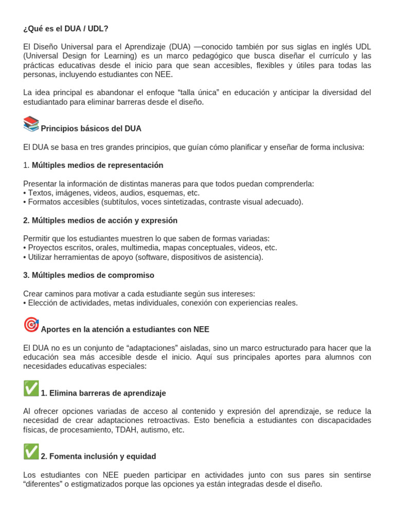 Qué Es El DUA | PDF | Aprendizaje | Plan de estudios