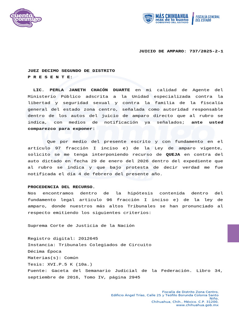 Recurso de Queja PJCD | PDF | Caso de ley | Sentencia (ley)