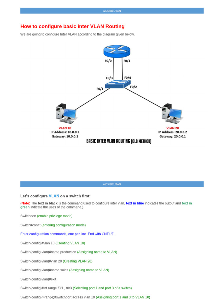 How To Configure Basic Routing On Stick | PDF | Router (Computing ...
