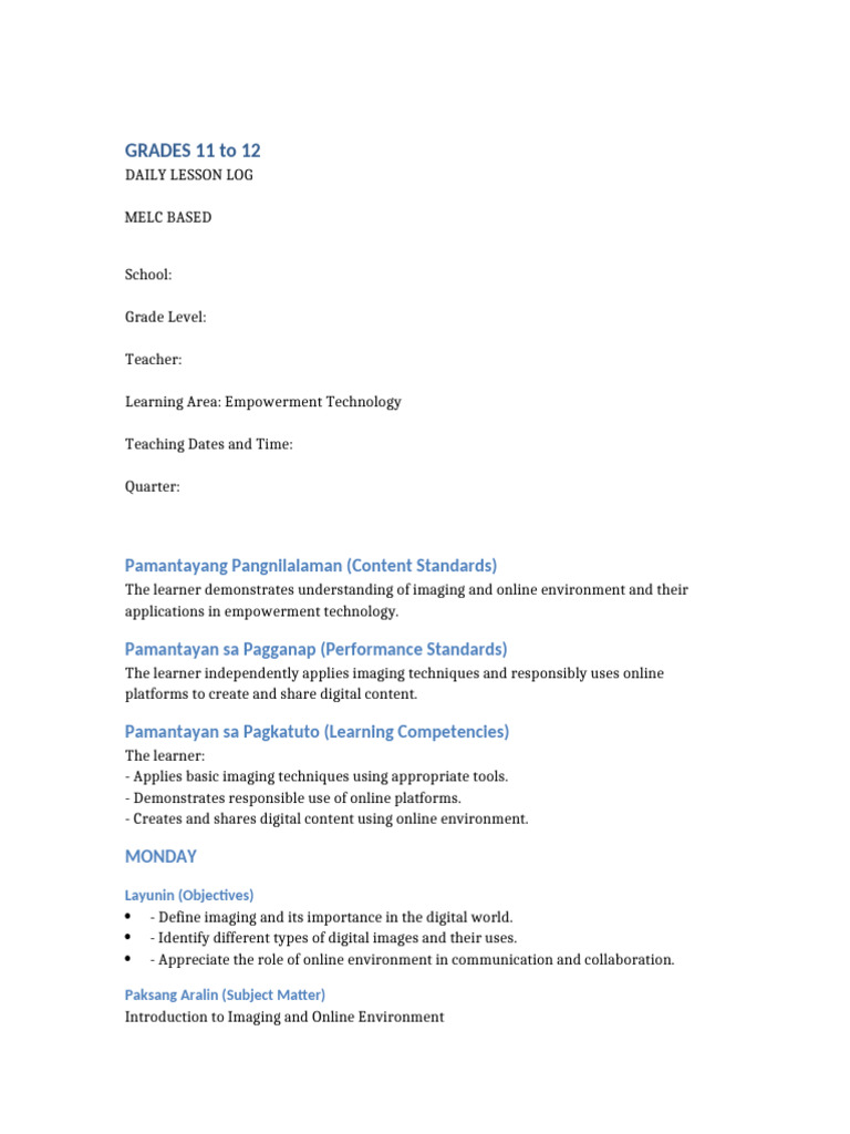 Empowerment Technology Lesson3 DLL | PDF | Learning