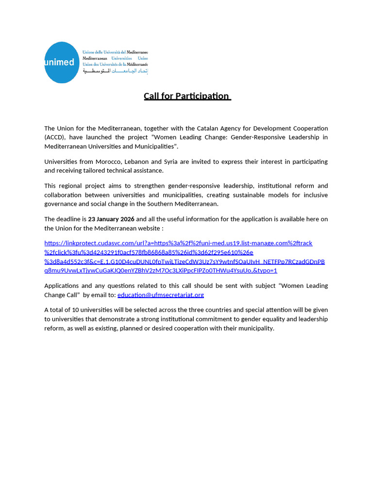 UNIMED Call for Participation | PDF