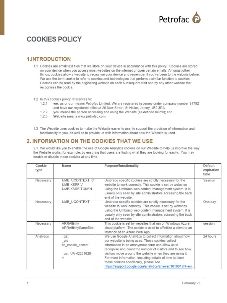 Cookies Policy Petrofac | PDF | Http Cookie | Websites