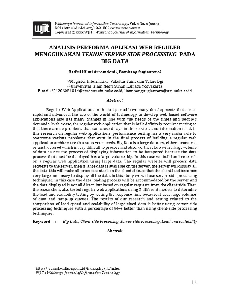 Analisis Performa Aplikasi Web Reguler Menggunakan Teknik Server Side ...
