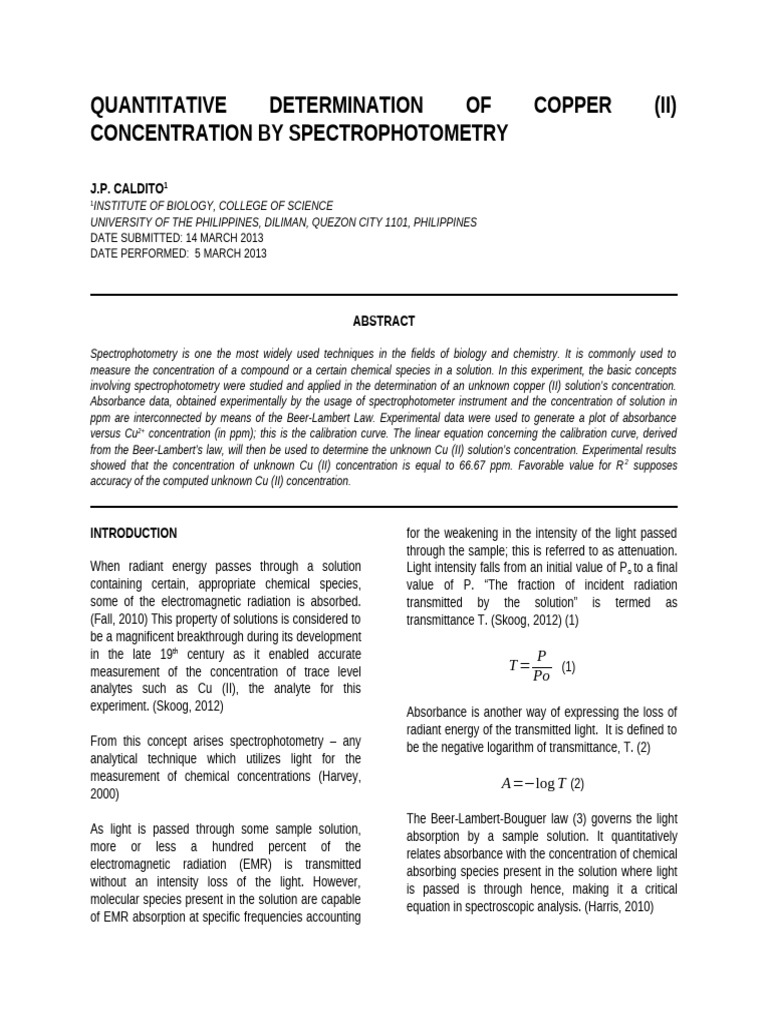 Quantitative Chemical Analysis Quantitat | PDF | Spectrophotometry ...