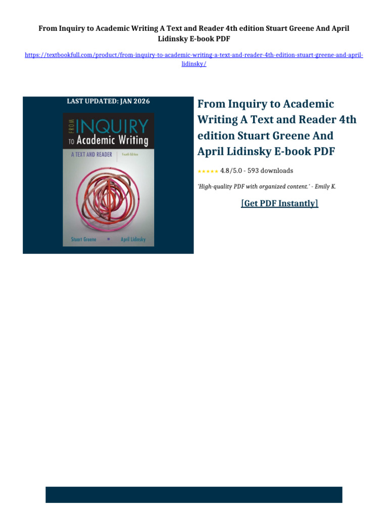 From Inquiry to Academic Writing A Text and Reader 4th edition Stuart ...