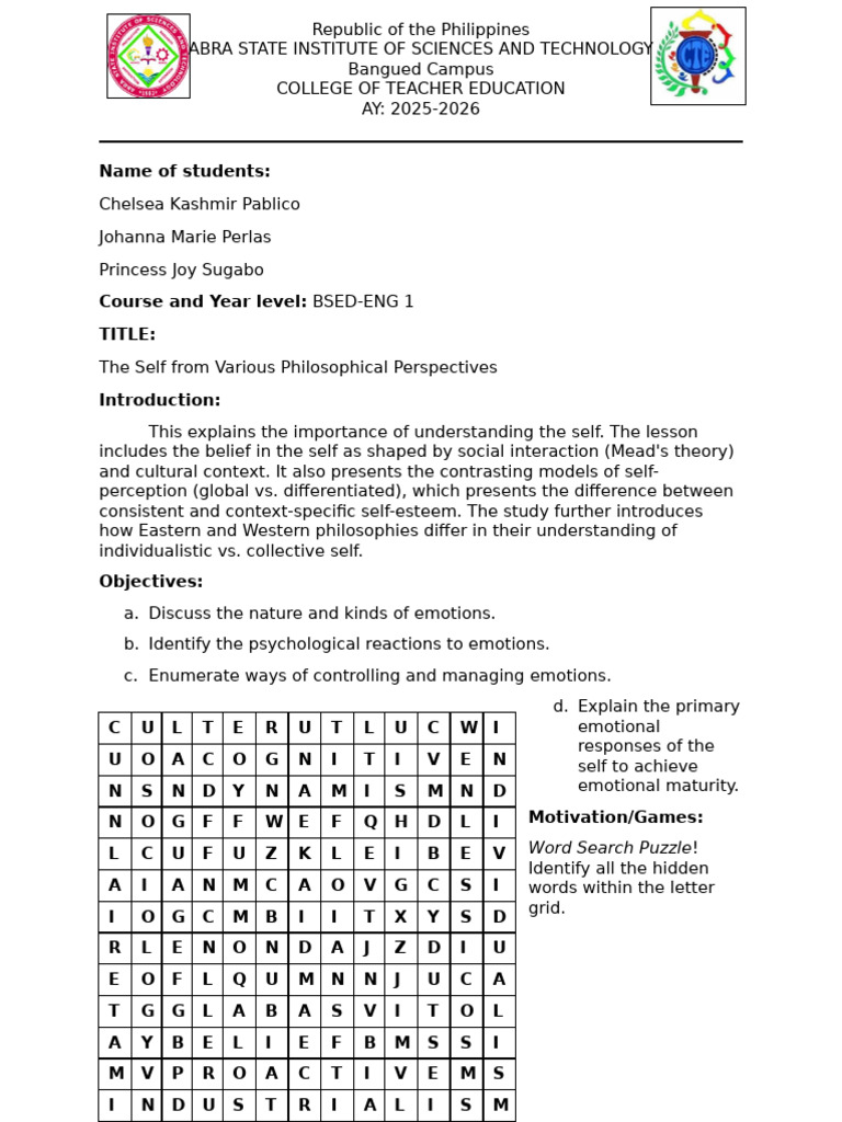 GROUP 3 Understanding The Self | PDF | Self Concept | Self