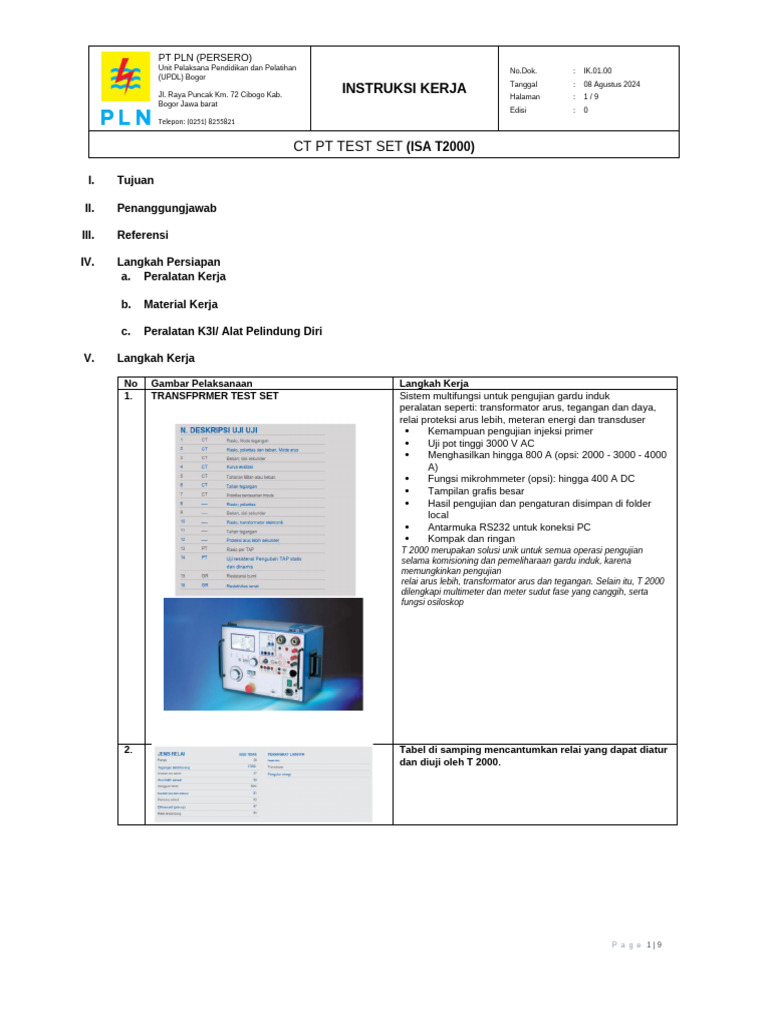 CTPT Tes Set Isa-T2000 | PDF