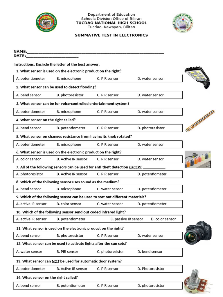 Summative Test in Electronics G1.S3 | PDF | Sensor | Equipment