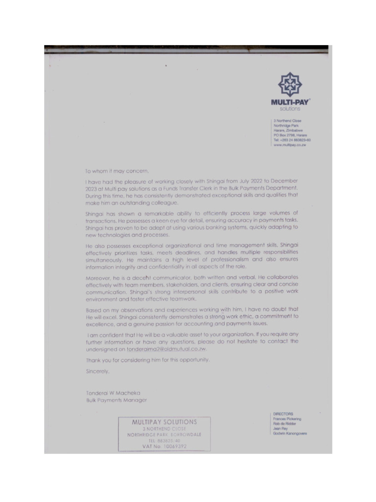 Reference Letter | PDF