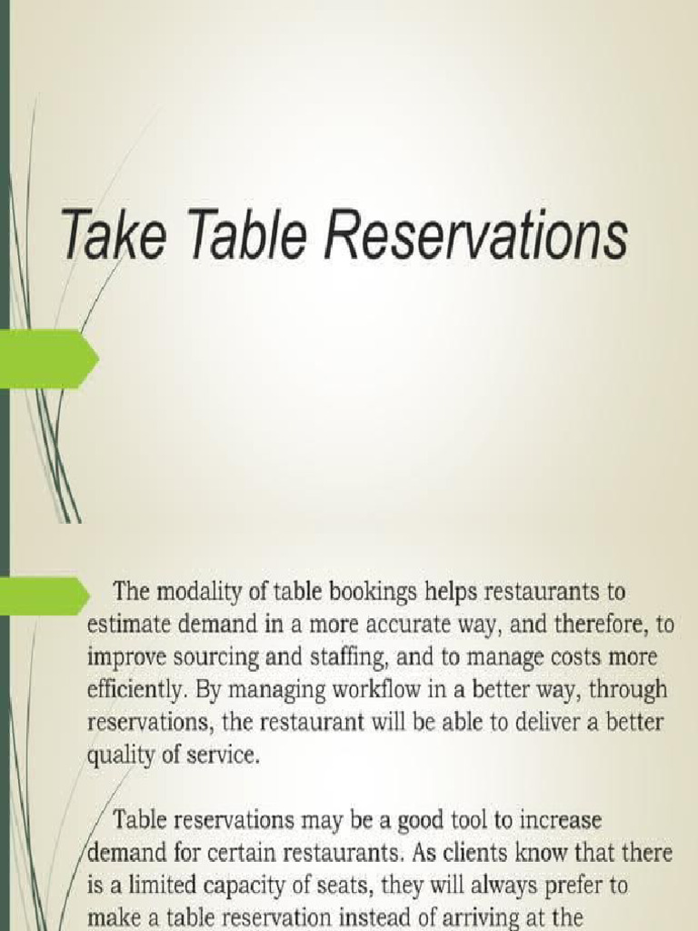 Table Reservation A | PDF