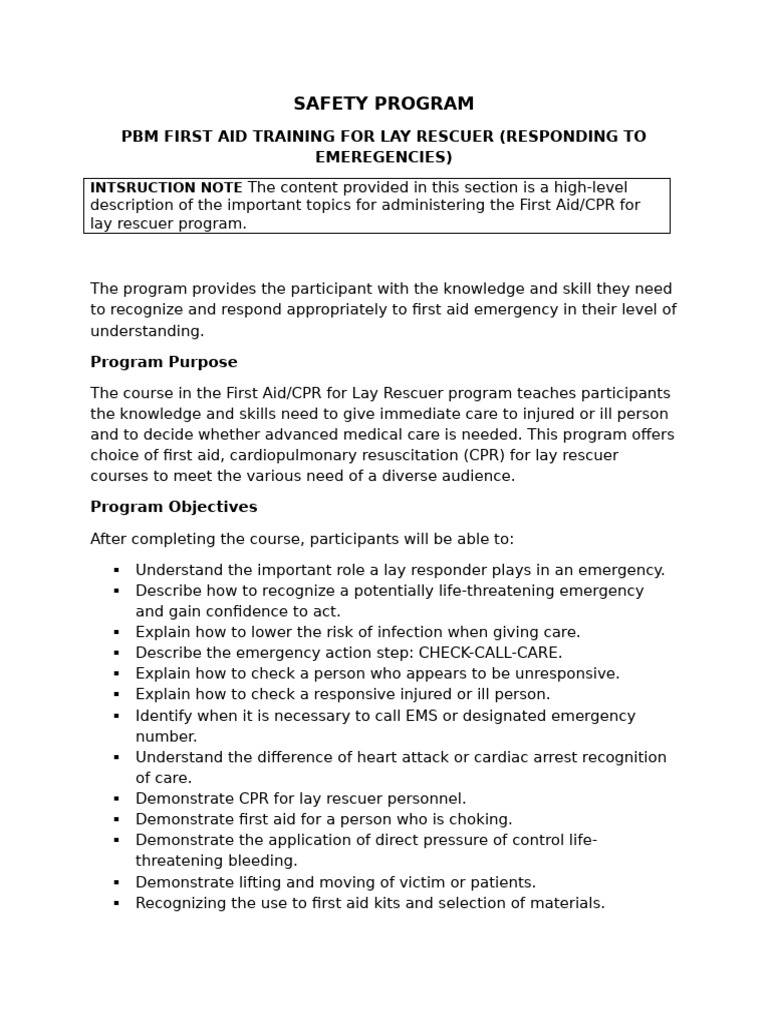 Safety Program | PDF | First Aid | Cardiopulmonary Resuscitation