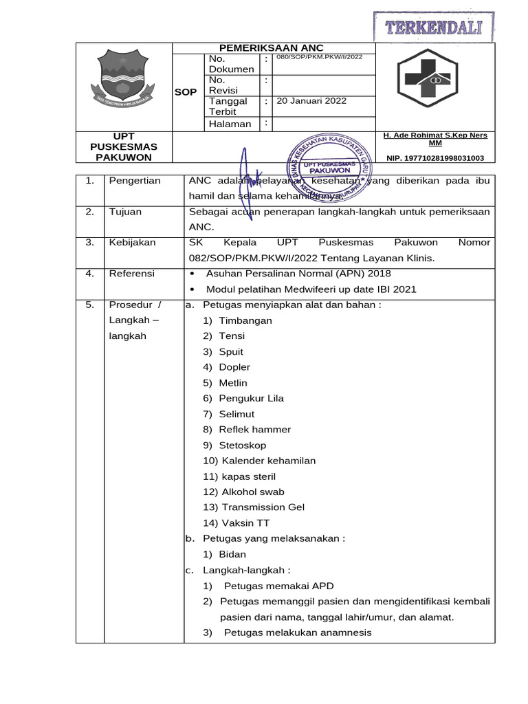 Pemeriksaan Anc | PDF
