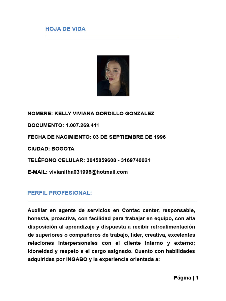 Hoja de Vida Mejor de Vivi | PDF