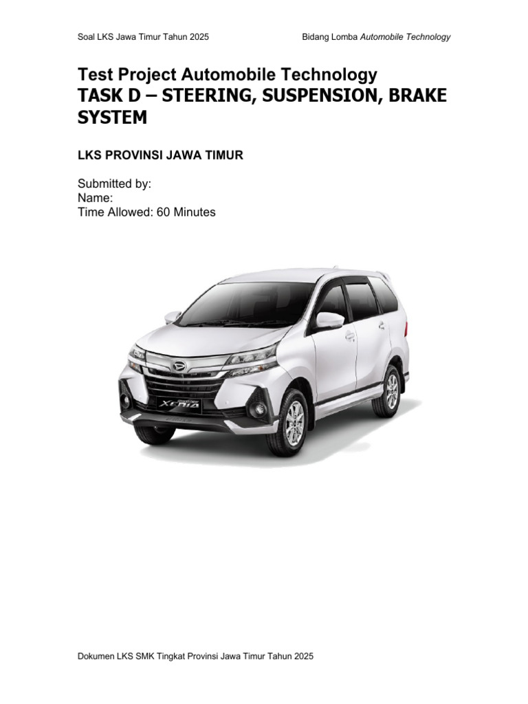 Update 160425 - Task D Brake System - Competitor Instructor | PDF ...