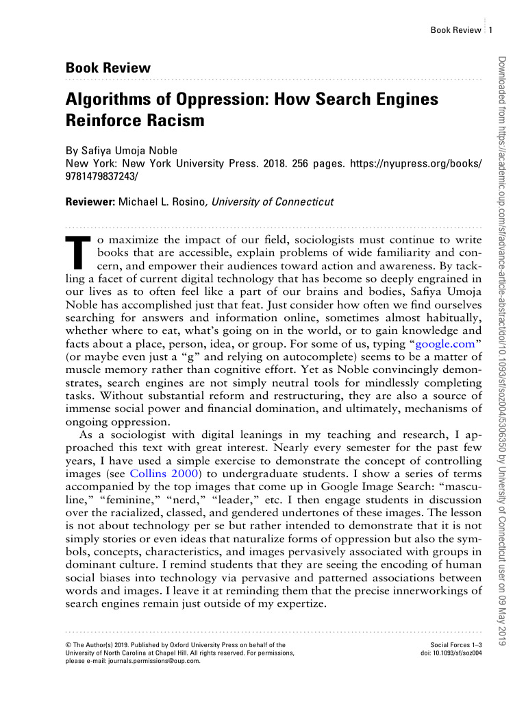 Book Review - Algorithms of Oppression - How Search Engines Reinforce ...