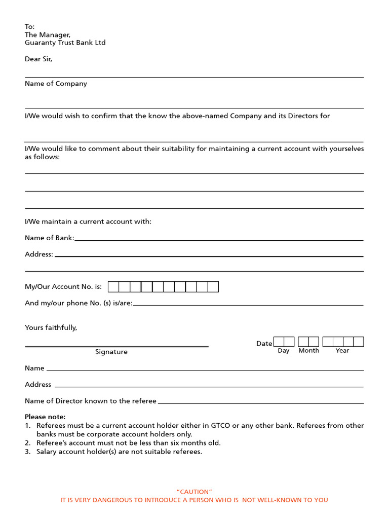 Corporate Reference Form | PDF