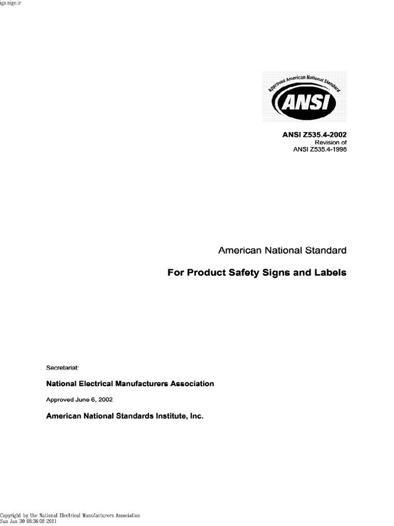 ANSI Z535.4-2002 Product Safety Signs and Labels | PDF