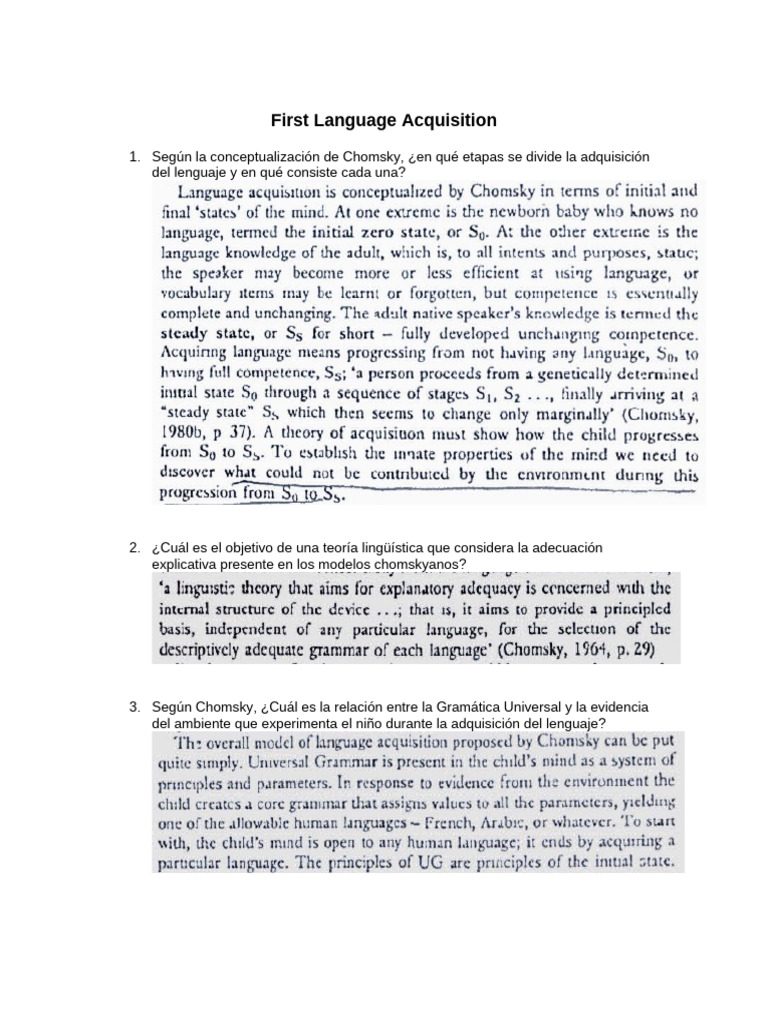 First Language Acquisition | PDF | Lingüística | Noam Chomsky