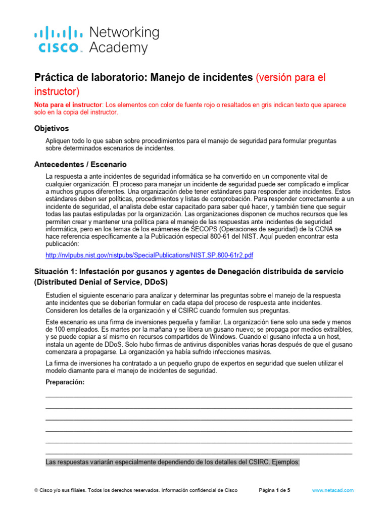 13.2.2.13 Lab - Incident Handling - ILM | PDF | Laboratorios | Informática