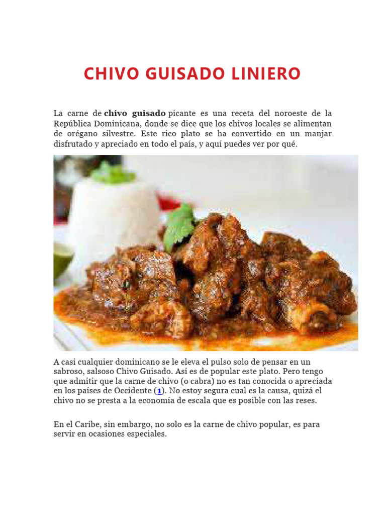 Chivo Guisado Liniero | PDF | Salsa | Carne